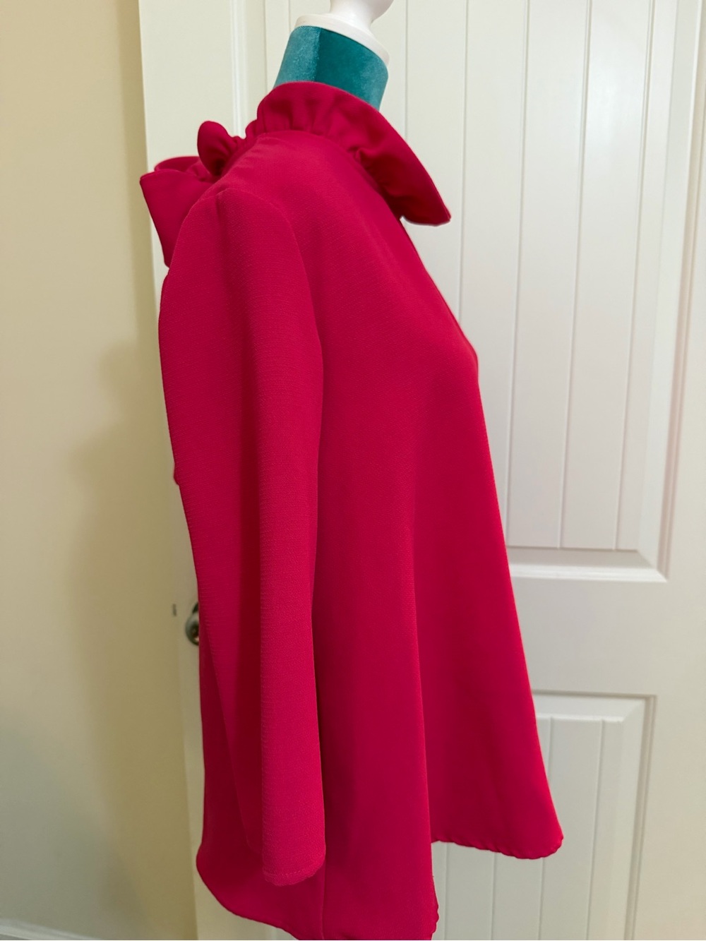 Pomander Place Fuchsia Tie-Neck Blouse - Picture 4 of 13